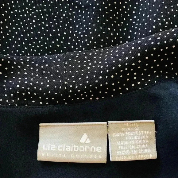 Vintage Liz Claiborne Polka Dot Midi Dress Retro - Picture 8 of 9